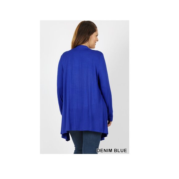 Plus Size Cardigan - Blue Cardigan - Drapey Open Front Long Sleeve Cardigan - Picture 4 of 4